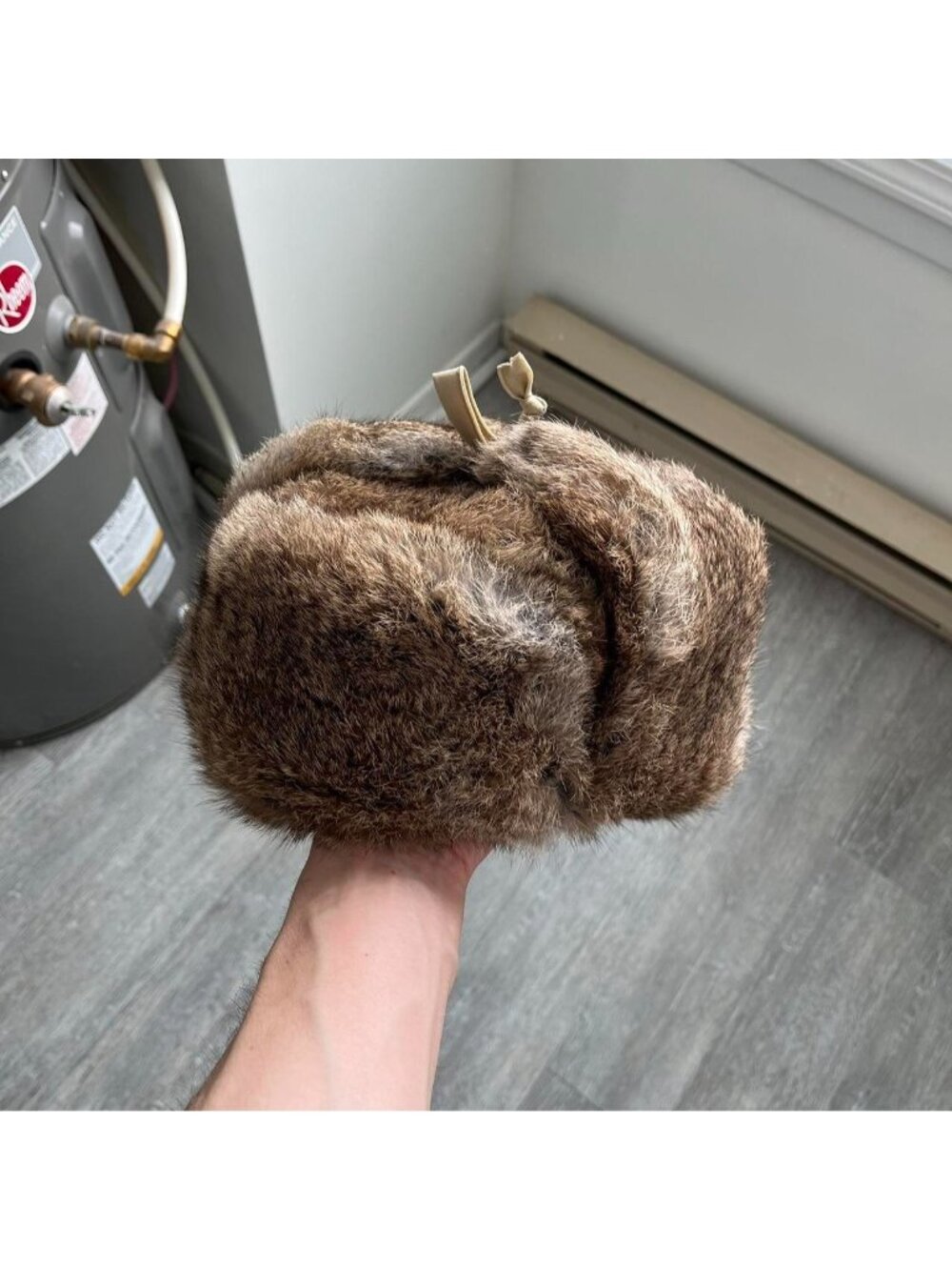 Brown Vintage “Crown Cap” Rabbit Fur Trapper / Hunter / Russian Hat